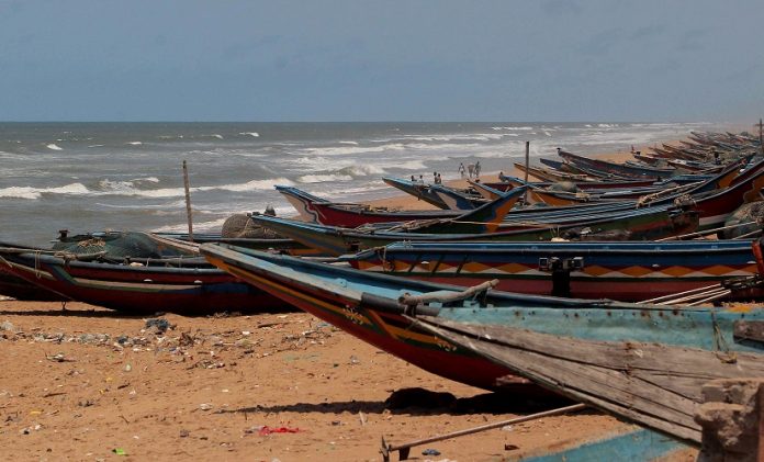 Fishermen boats anchored at Puri beach who were advised not to venture into the sea ahead of warnings of cyclone Amphan making landfall in coastal Odisha during the ongoing COVID-19 nationwide lockdown, in Puri district on Saturday. (ANI Photo)