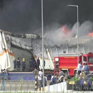 A major fire broke out at a factory in GIDC in Ahmedabad on Wednesday. Photo/ANI