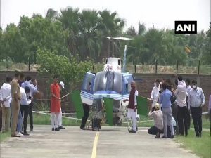 Union Minister Narendra Singh Tomar flags off helicopter for locust control operations (Photo: ANI)