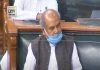 Union Agriculture Minister Narendra Singh Tomar speaking in Lok Sabha on Monday.