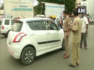 Visual from Shivamogga during the 14-day statewide locdown in Karnataka on Monday. [Photo/ANI]