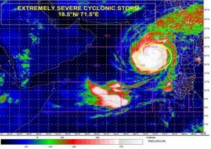 A visual representation of Cyclone Tauktae. [Photo/IMD]